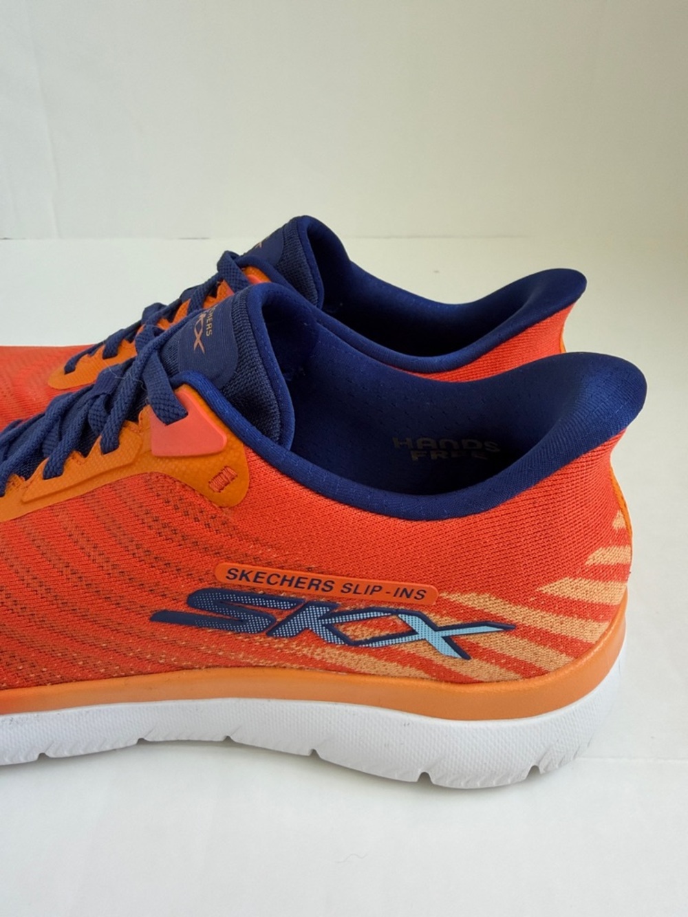 Skechers Slip-Ins Orange Athletic Sneakers with Navy Details - Picture 6 of 9